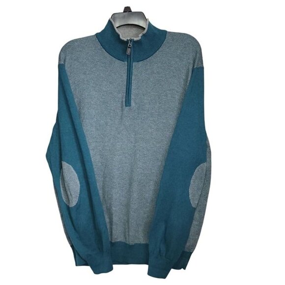 Joseph Mens Pullover Cotton And Cashmere Blend Sweater Elbow Patches Blue Gray L - Picture 4 of 11